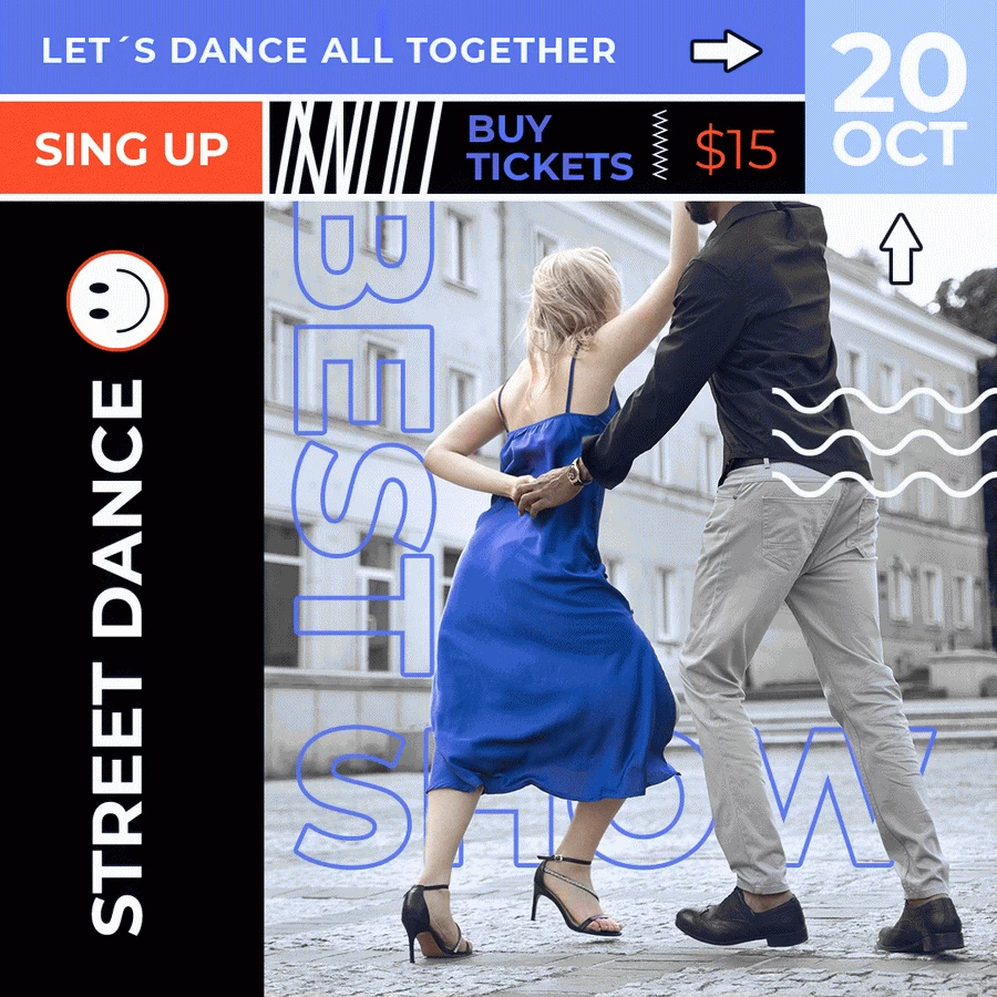 潮流撞色新媒体推广舞蹈音乐派对海报BANNER模板PSD分层设计素材【001】